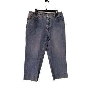 Eric Jeans Women’s 8 Petite Stretch Capri Blue Jeans Pockets Zip Front 28X21